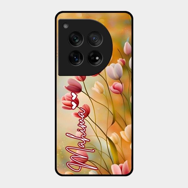 Tulip Floral Glass Case Cover For Oneplus 12 5G