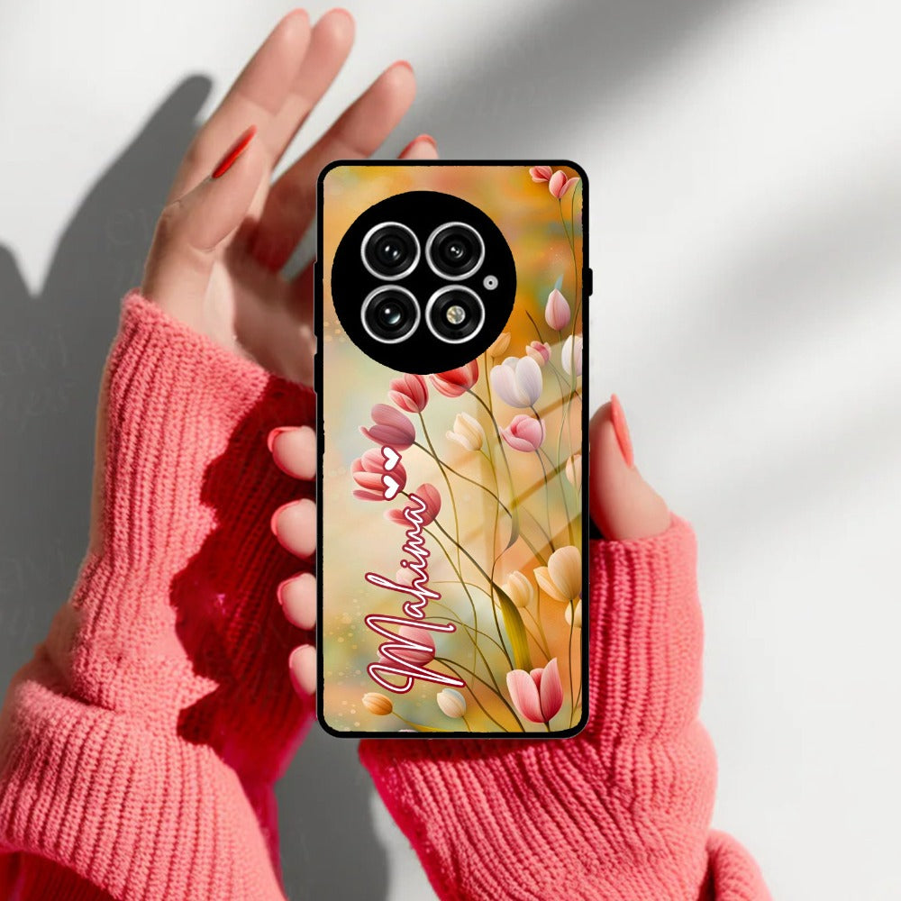 Tulip Floral Glass Case Cover For OnePlus