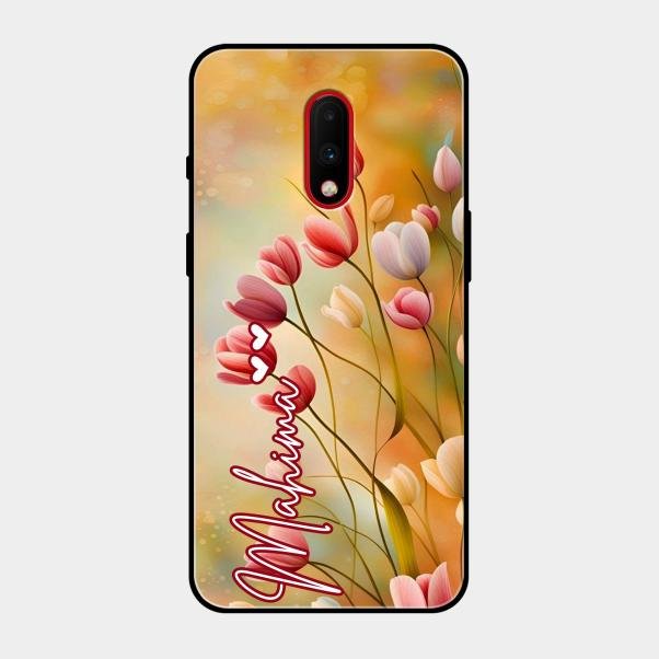 Tulip Floral Glass Case Cover For Oneplus 7