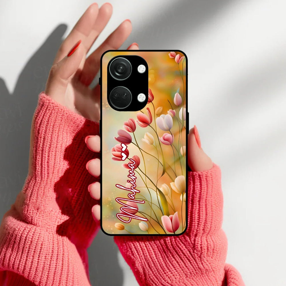 Tulip Floral Glass Case Cover For OnePlus