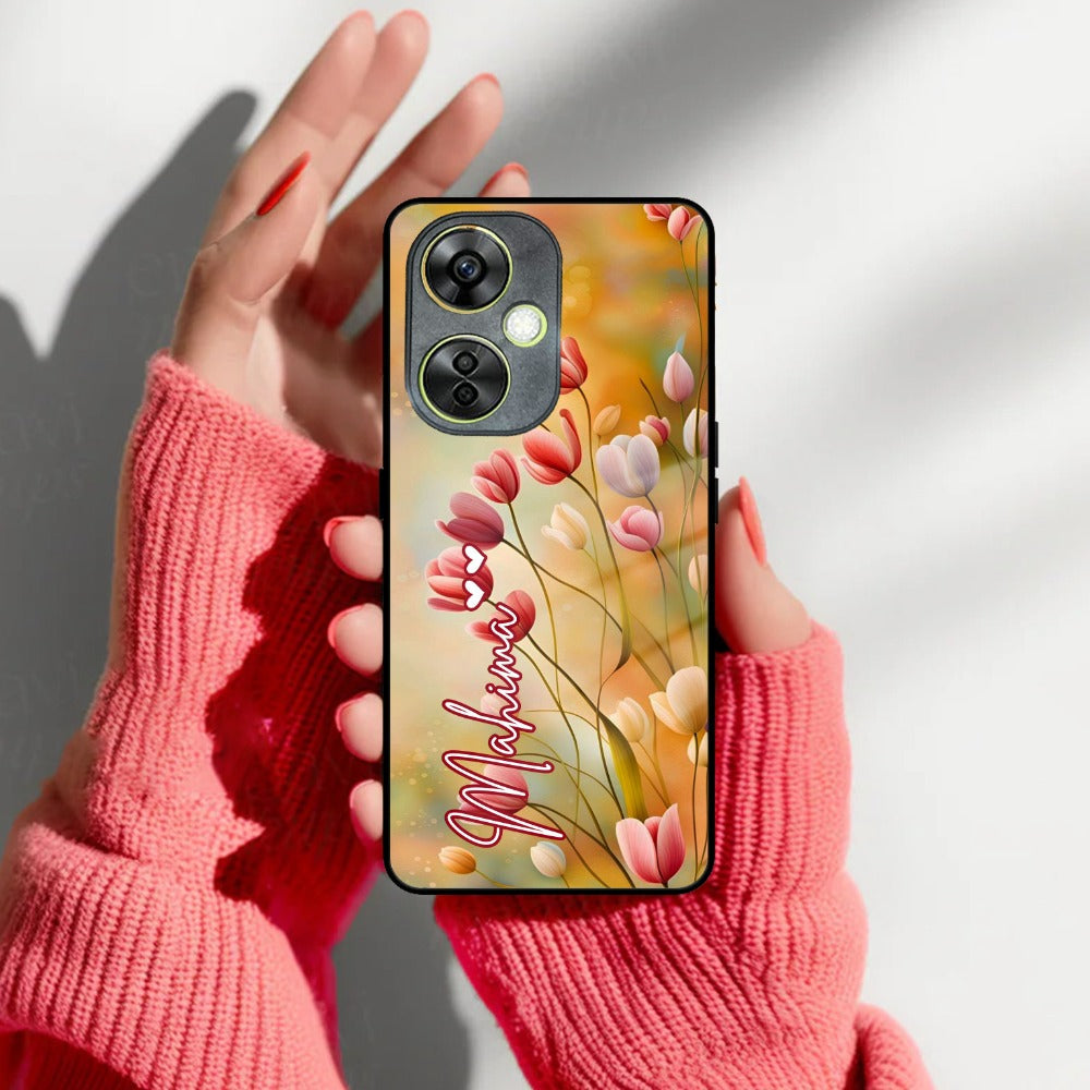 Tulip Floral Glass Case Cover For OnePlus