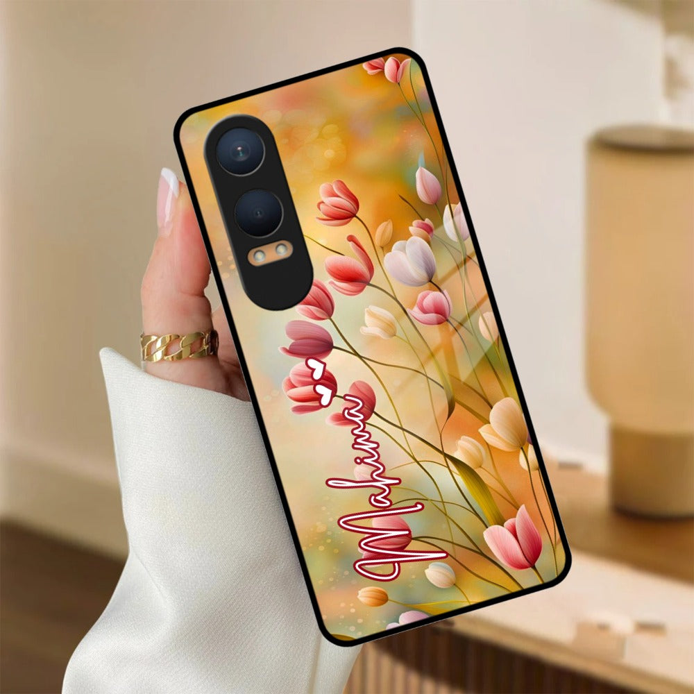 Tulip Floral Glass Case Cover For OnePlus