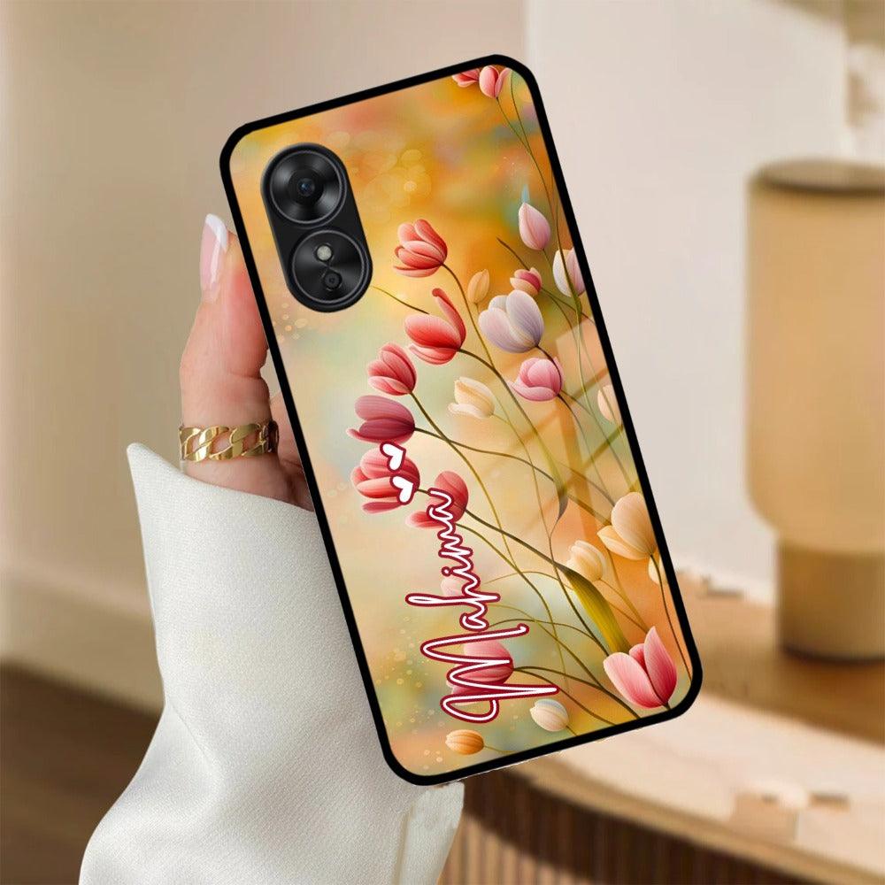 Tulip Floral Glass Case Cover For Oppo