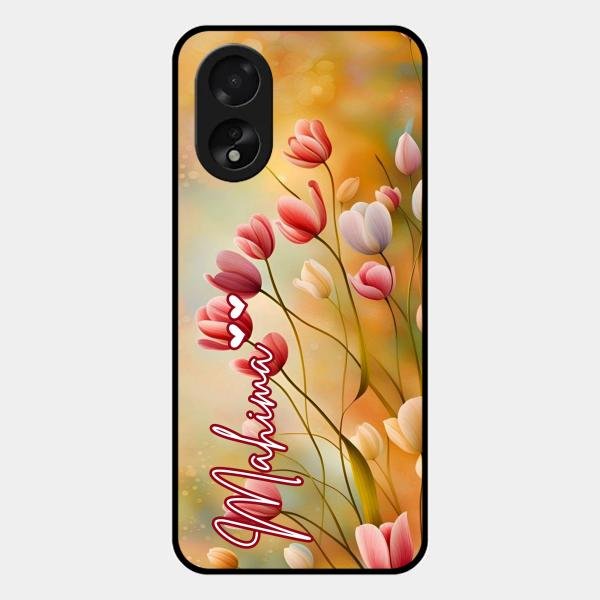 Tulip Floral Glass Case Cover For Oppo A38