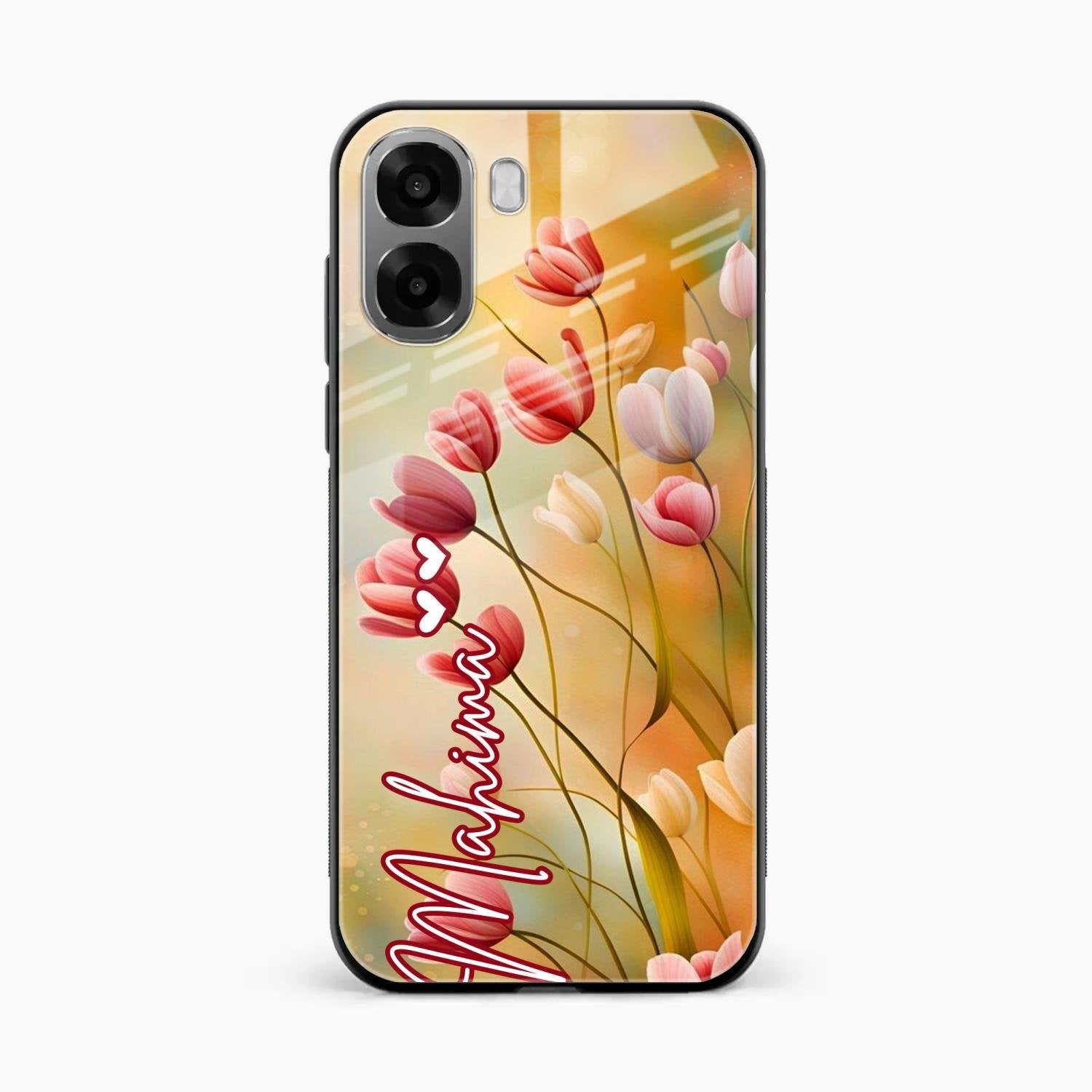 Tulip Floral Glass Case Cover For Oppo A6X 5G