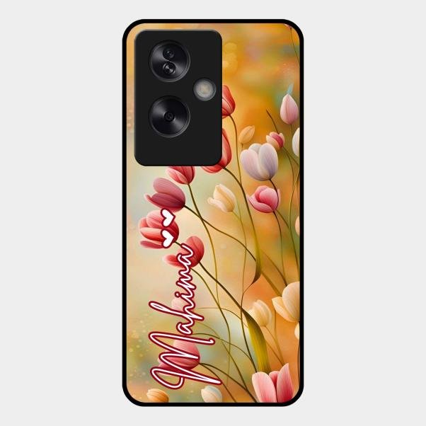 Tulip Floral Glass Case Cover For Oppo A79 5G