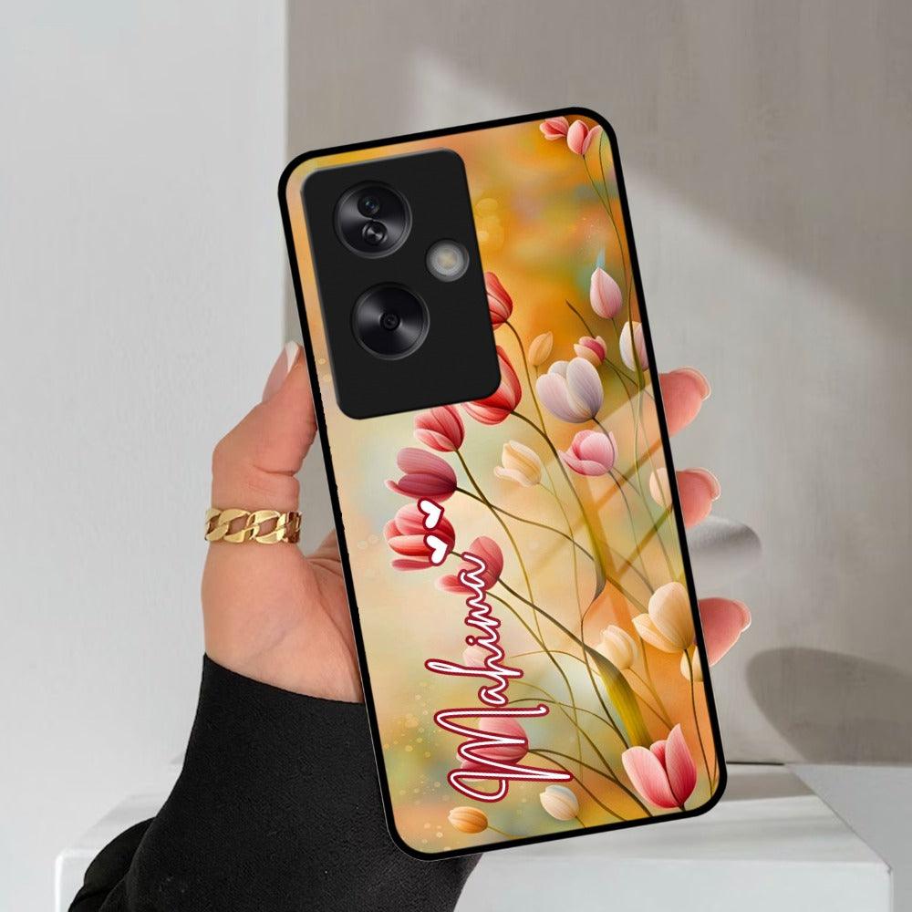 Tulip Floral Glass Case Cover For Oppo