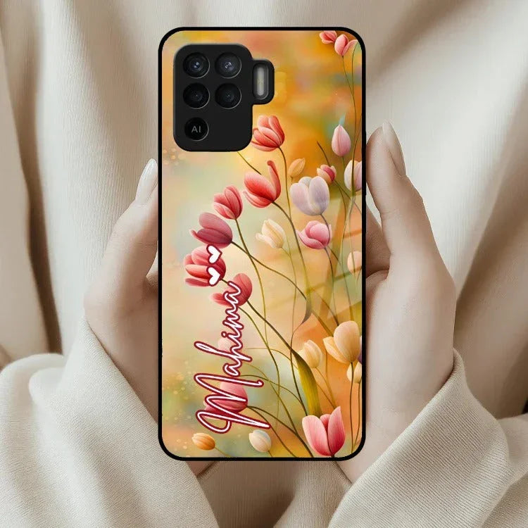 Tulip Floral Glass Case Cover For Oppo - ShopOnCliQ