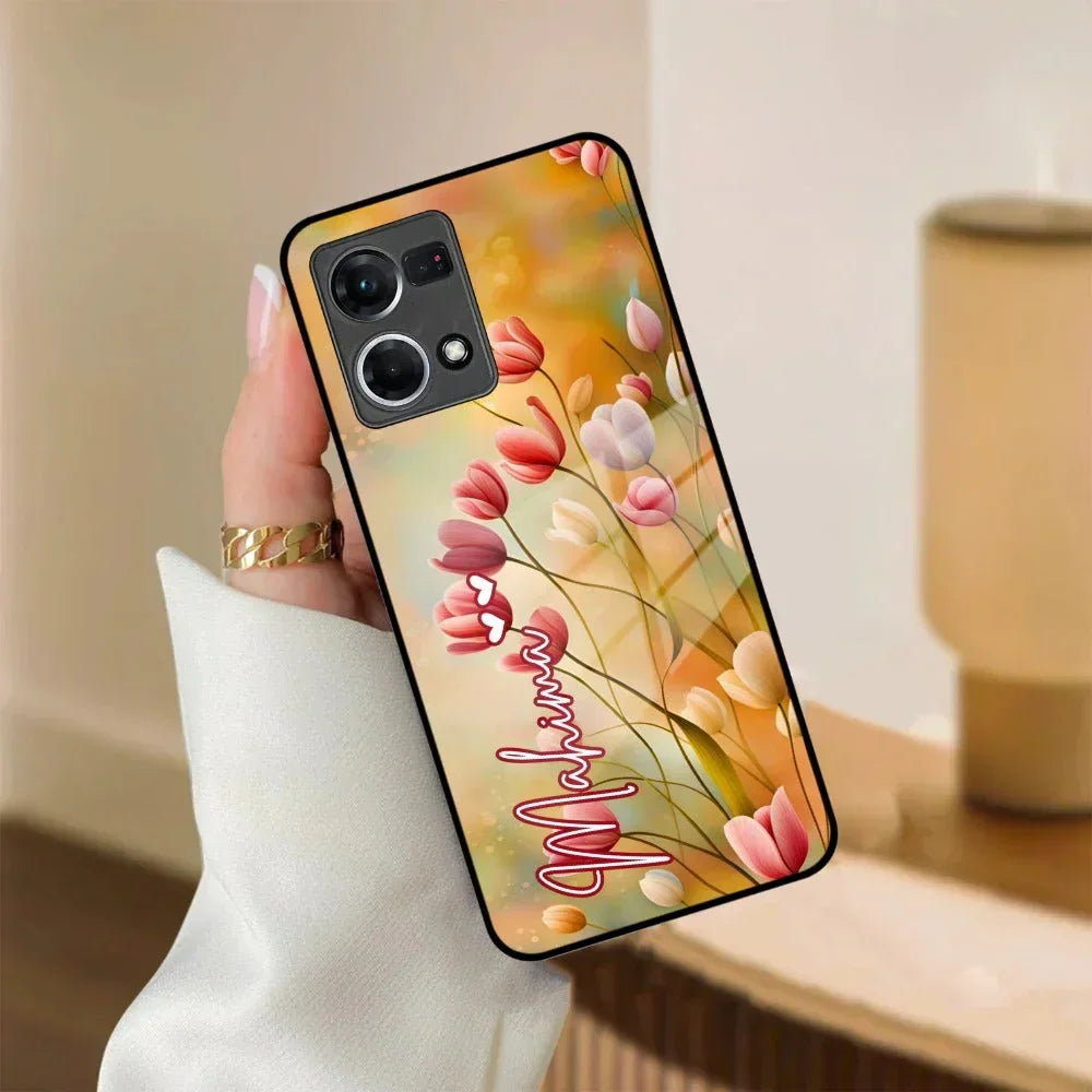 Tulip Floral Glass Case Cover For Oppo - ShopOnCliQ