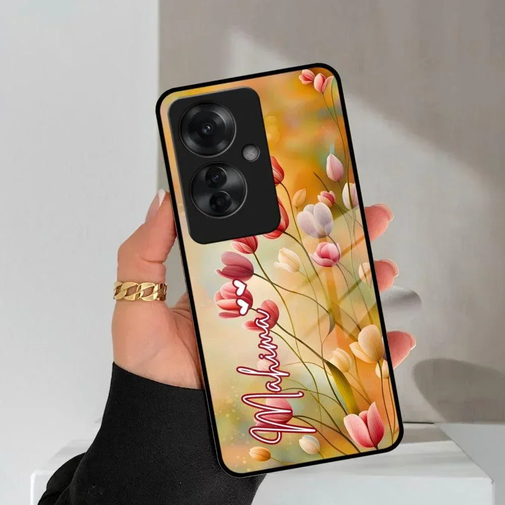 Tulip Floral Glass Case Cover For Oppo - ShopOnCliQ
