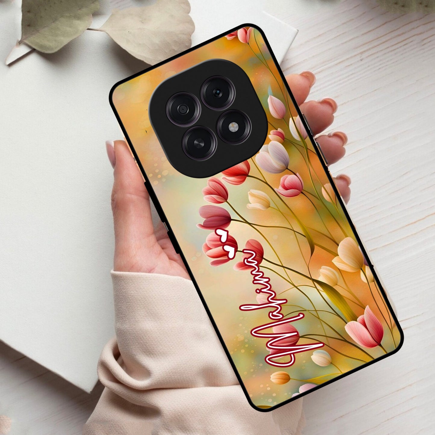 Tulip Floral Glass Case Cover For Oppo