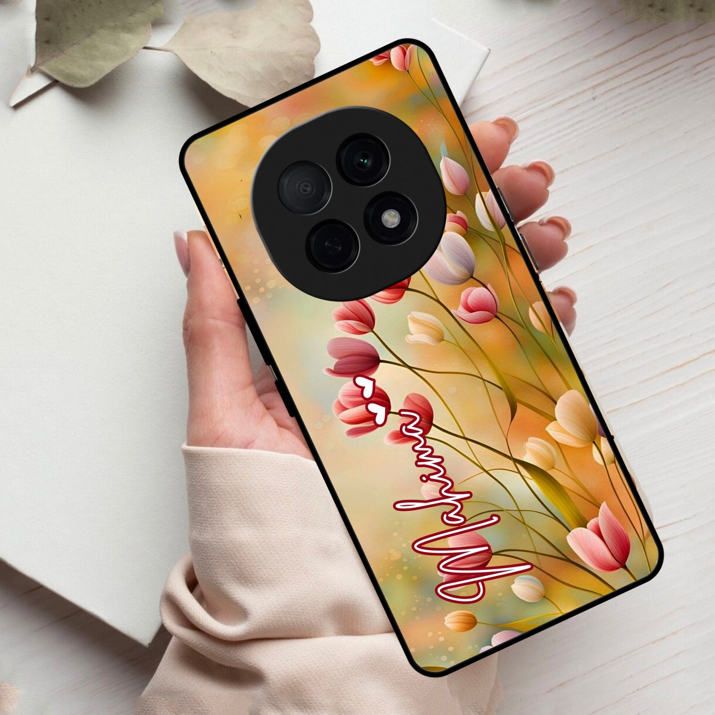 Tulip Floral Glass Case Cover For Oppo