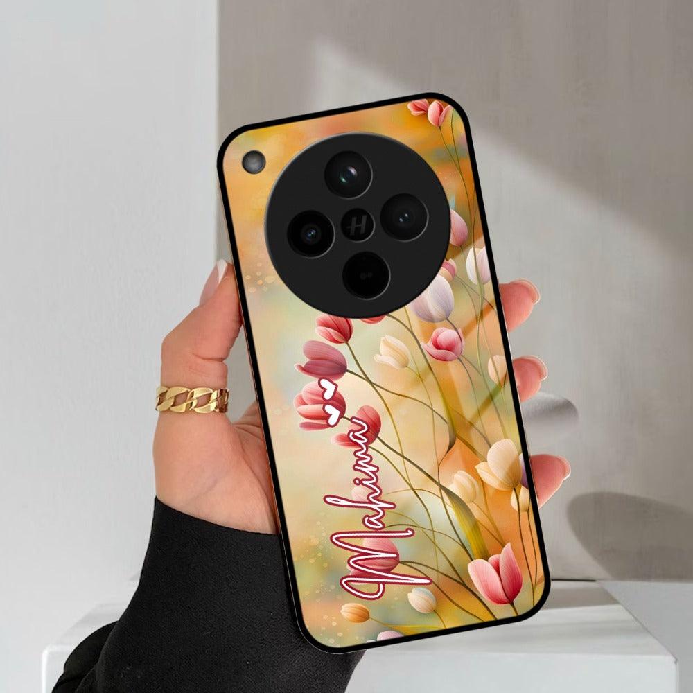 Tulip Floral Glass Case Cover For Oppo