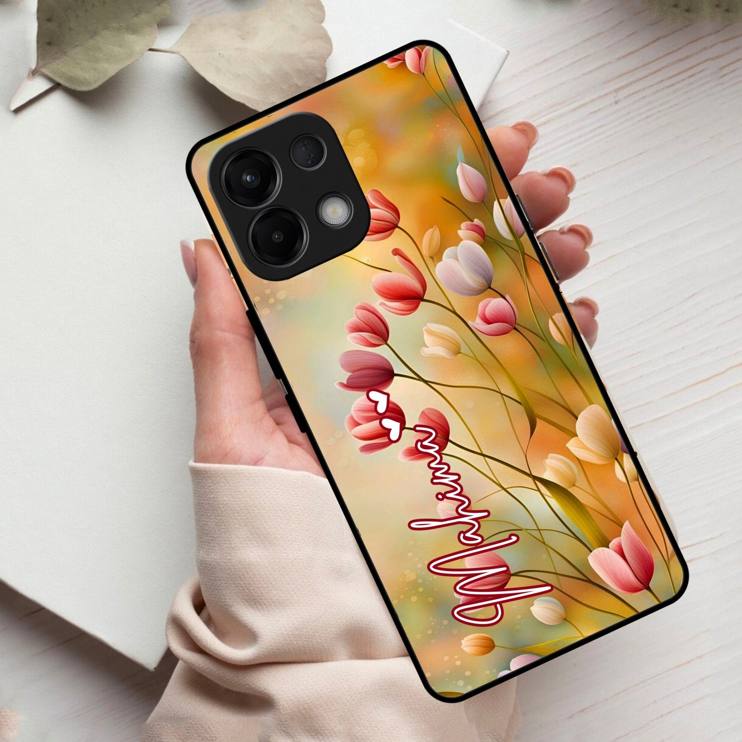 Tulip Floral Glass Case Cover For Oppo