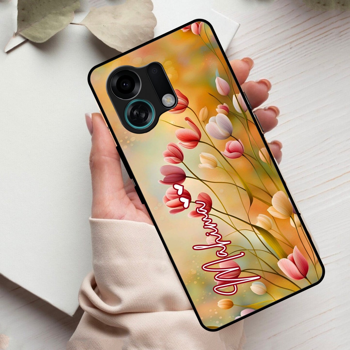 Tulip Floral Glass Case Cover For Oppo