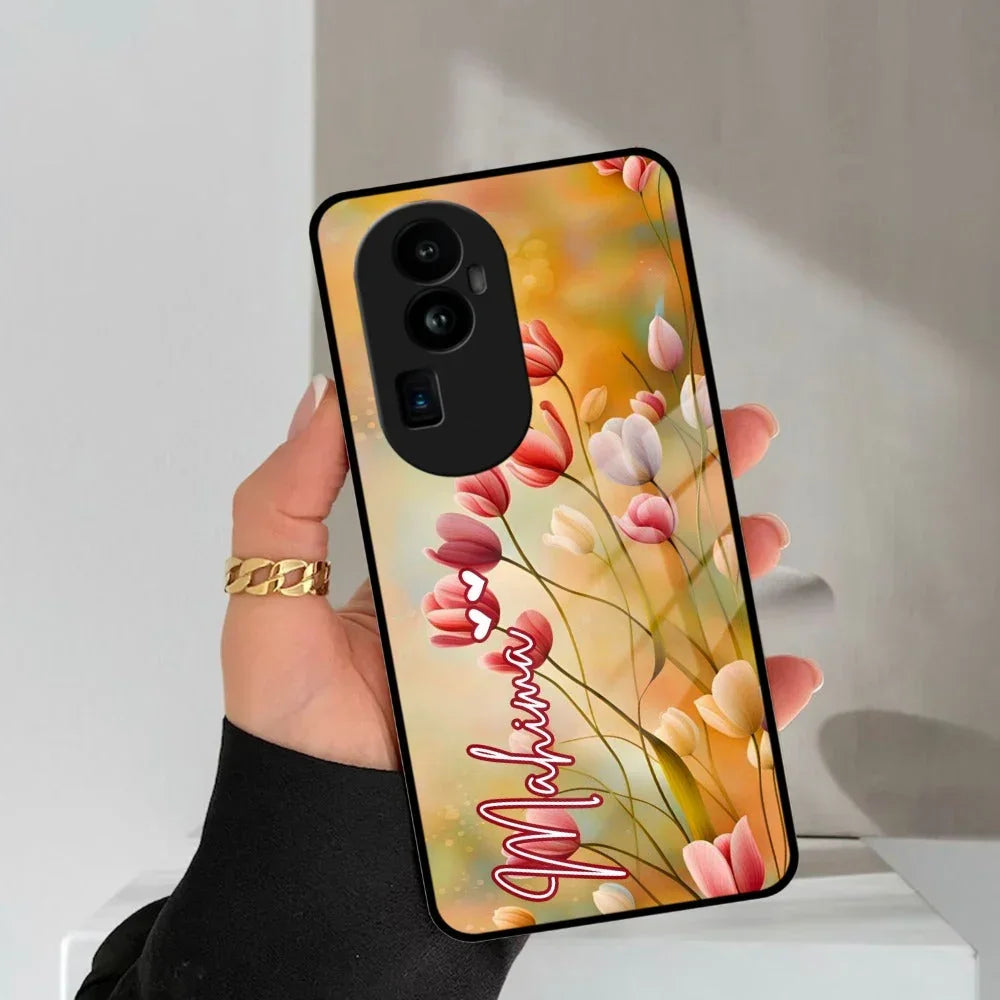 Tulip Floral Glass Case Cover For Oppo - ShopOnCliQ