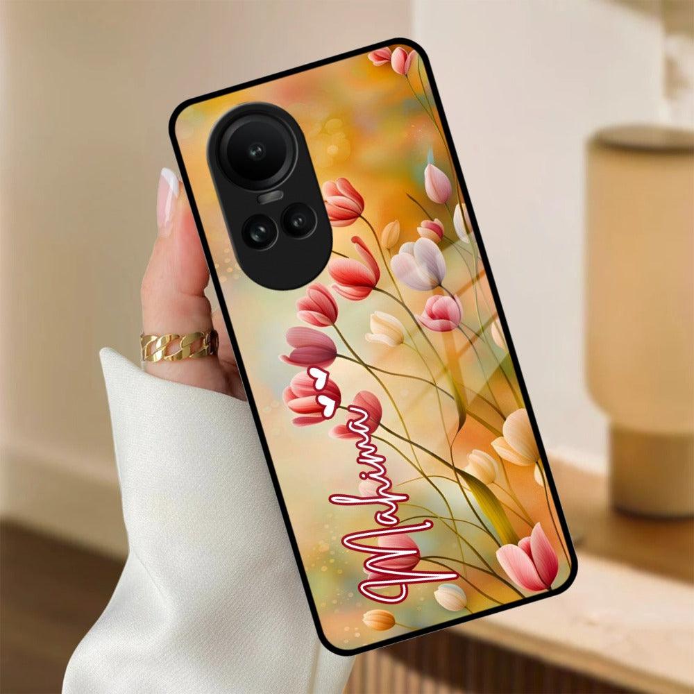 Tulip Floral Glass Case Cover For Oppo