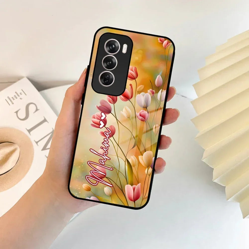 Tulip Floral Glass Case Cover For Oppo - ShopOnCliQ