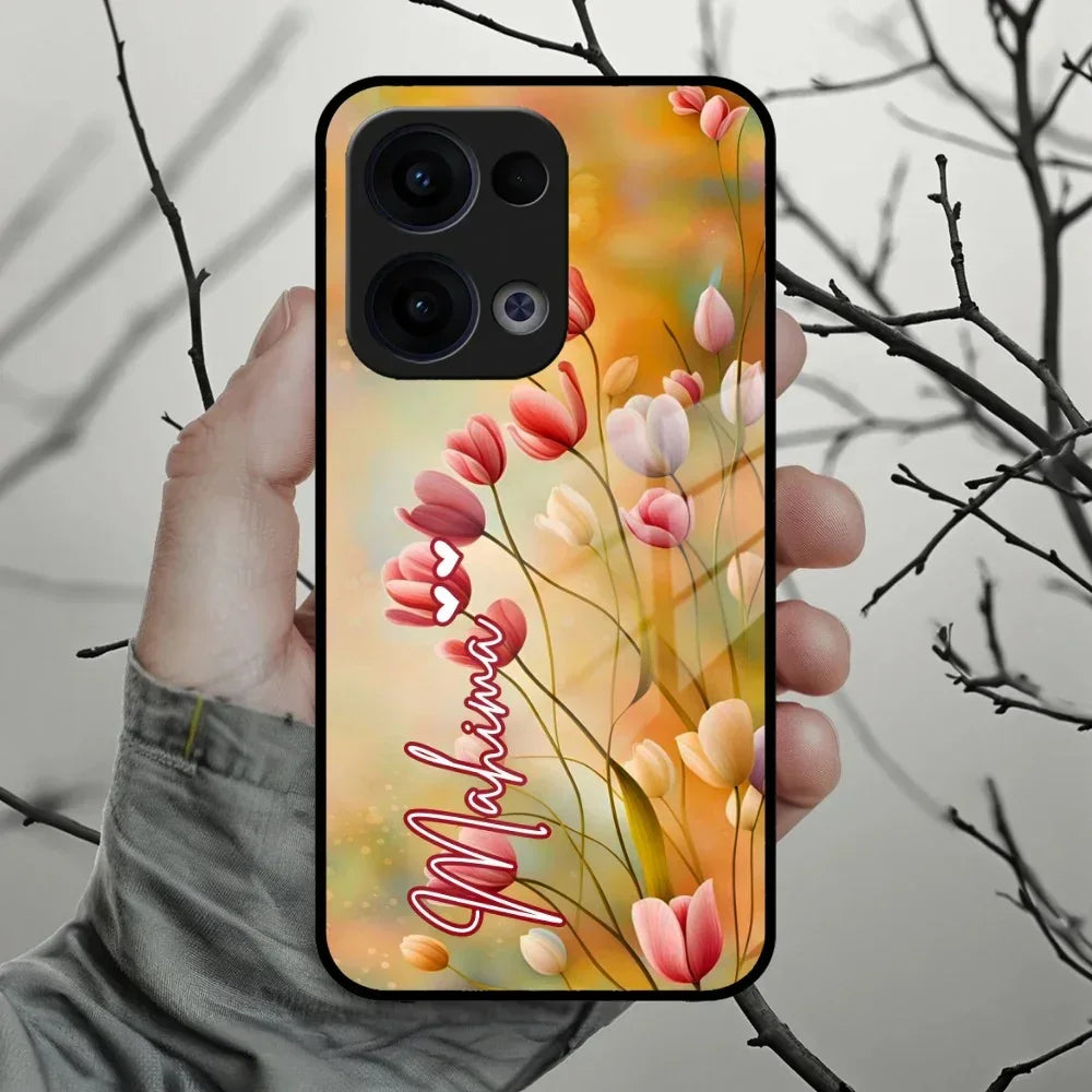 Tulip Floral Glass Case Cover For Oppo - ShopOnCliQ