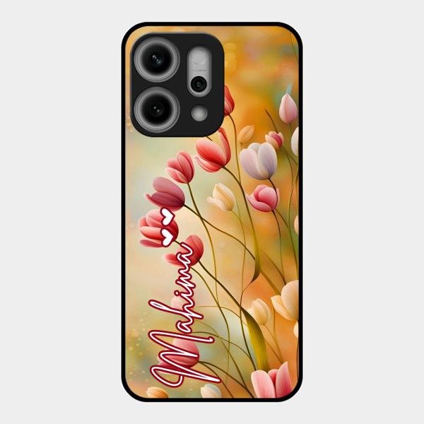 Tulip Floral Glass Case Cover For Oppo Reno 14 Pro 5G