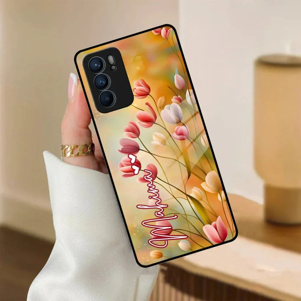 Tulip Floral Glass Case Cover For Oppo - ShopOnCliQ