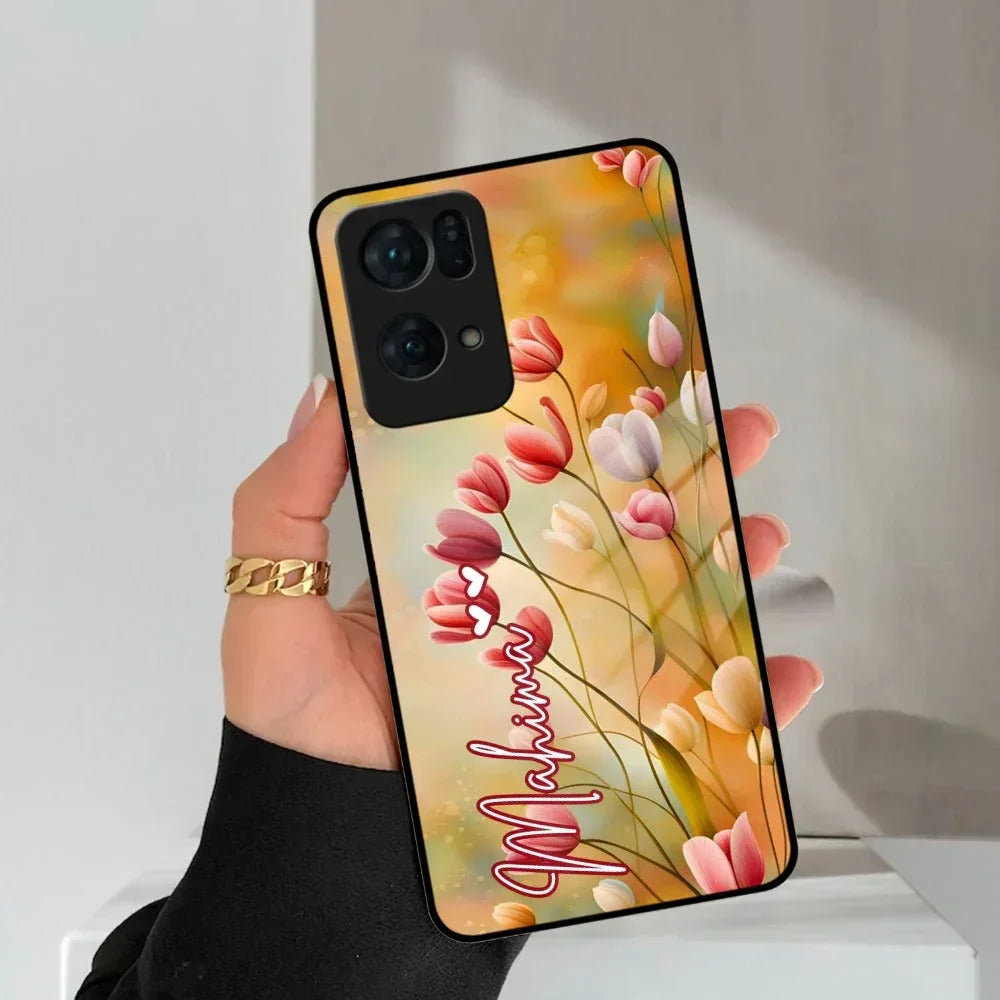 Tulip Floral Glass Case Cover For Oppo - ShopOnCliQ