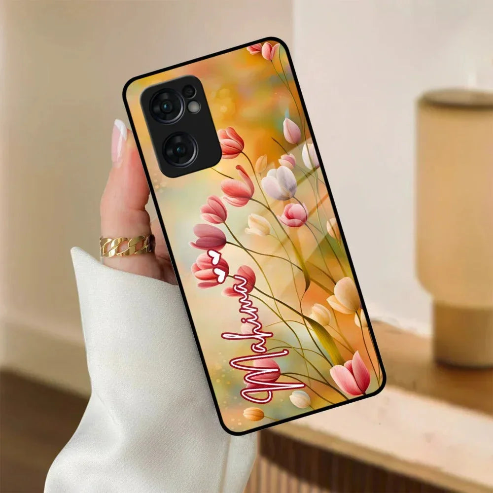 Tulip Floral Glass Case Cover For Oppo - ShopOnCliQ