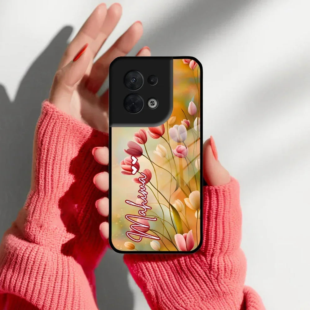 Tulip Floral Glass Case Cover For Oppo - ShopOnCliQ