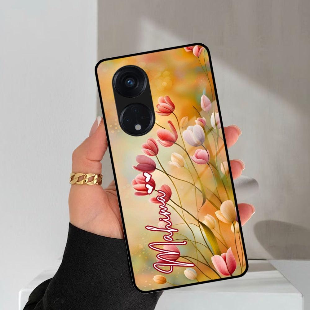 Tulip Floral Glass Case Cover For Oppo