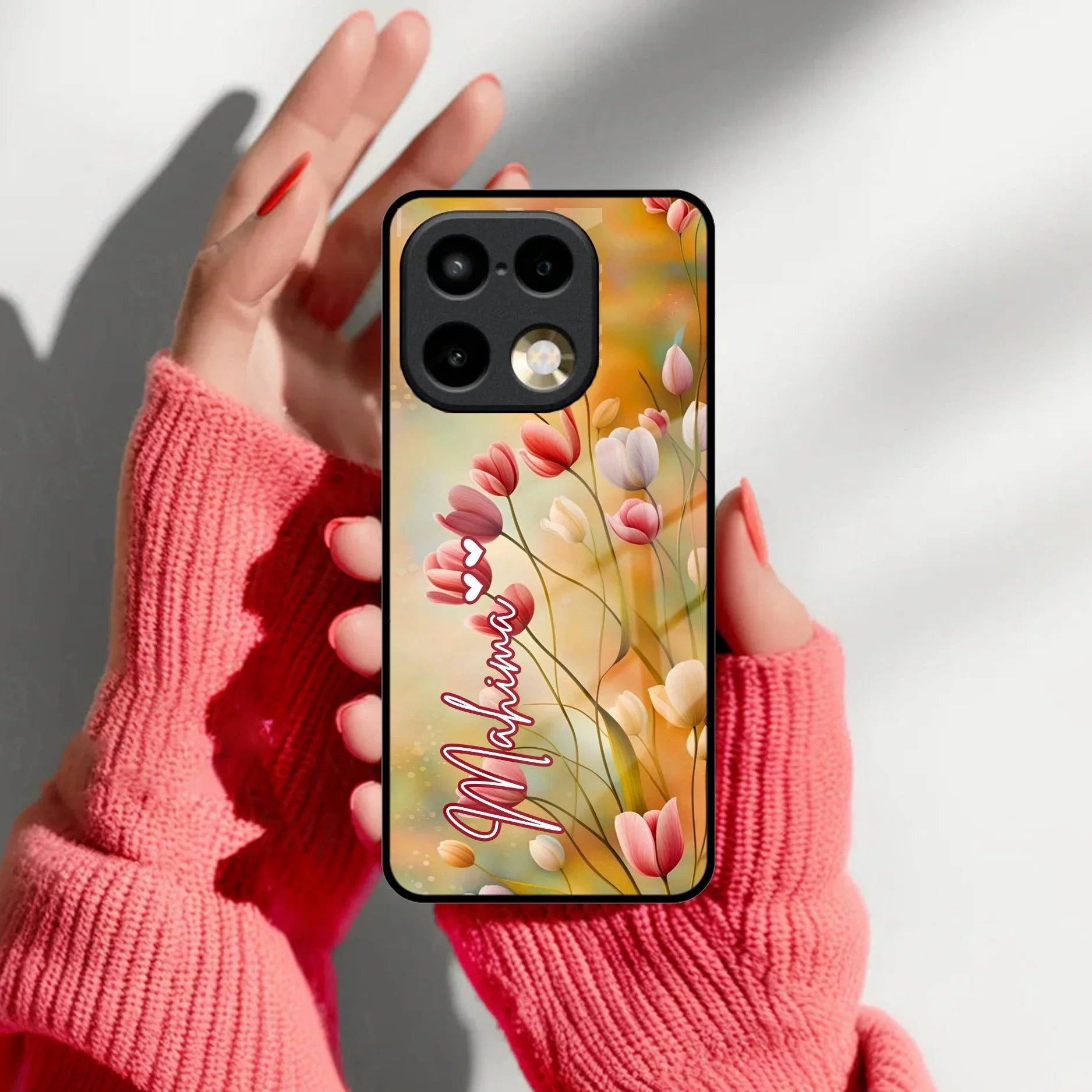 Tulip Floral Glass Case Cover For Realme 16 Pro Plus 5G