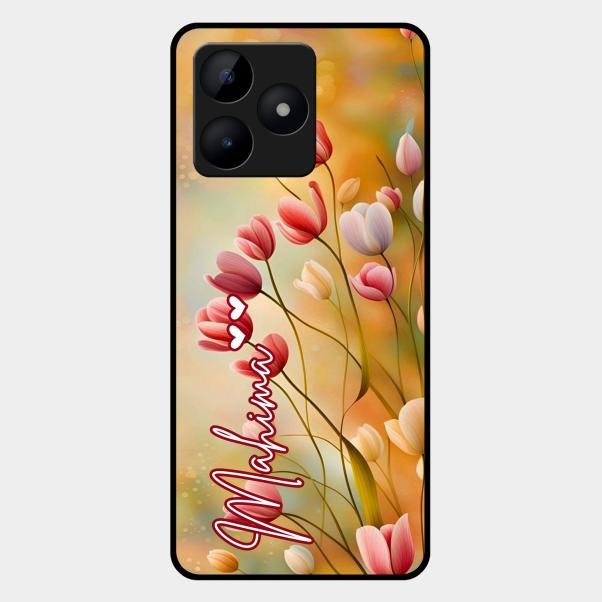 Tulip Floral Glass Case Cover For Realme C53