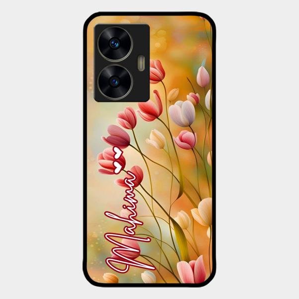 Tulip Floral Glass Case Cover For Realme C55