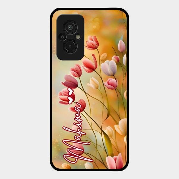 Tulip Floral Glass Case Cover For Redmi 11 Prime 4G