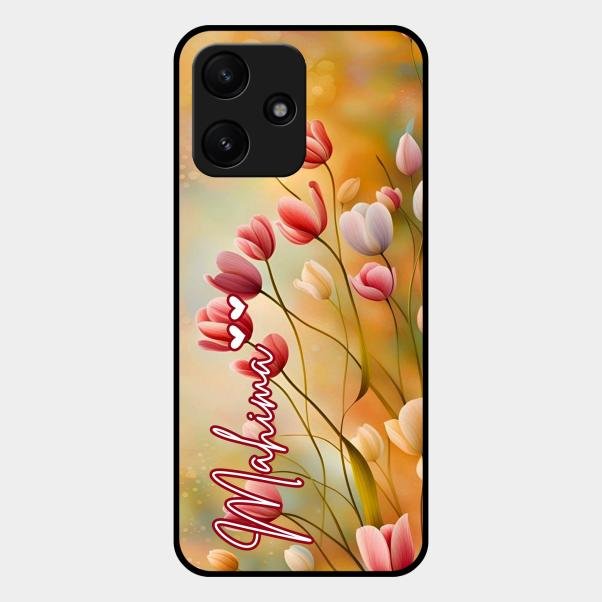 Tulip Floral Glass Case Cover For Redmi 12 5G