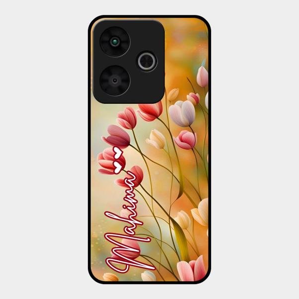 Tulip Floral Glass Case Cover For Redmi 13 5G