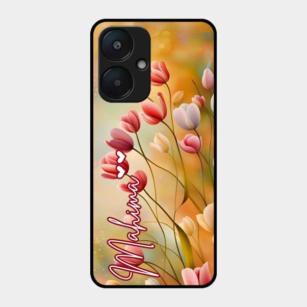 Tulip Floral Glass Case Cover For Redmi 13C 5G