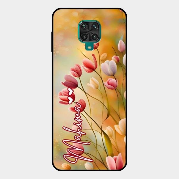 Tulip Floral Glass Case Cover For Redmi Note 10 Lite
