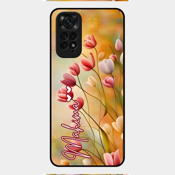 Tulip Floral Glass Case Cover For Redmi Note 11