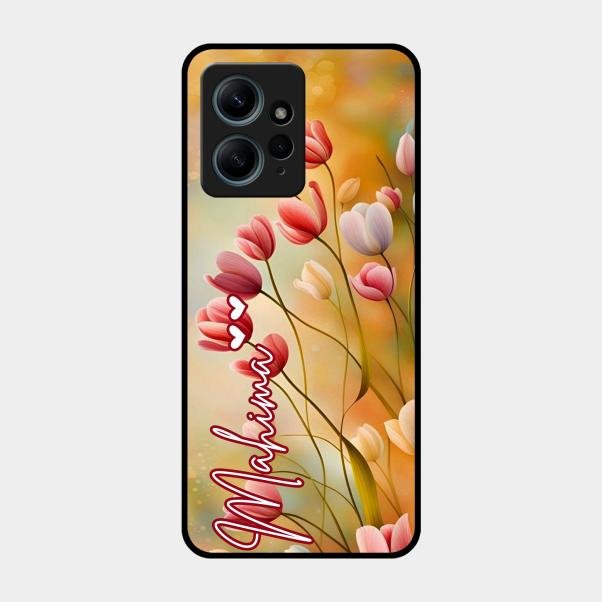 Tulip Floral Glass Case Cover For Redmi Note 12 4G