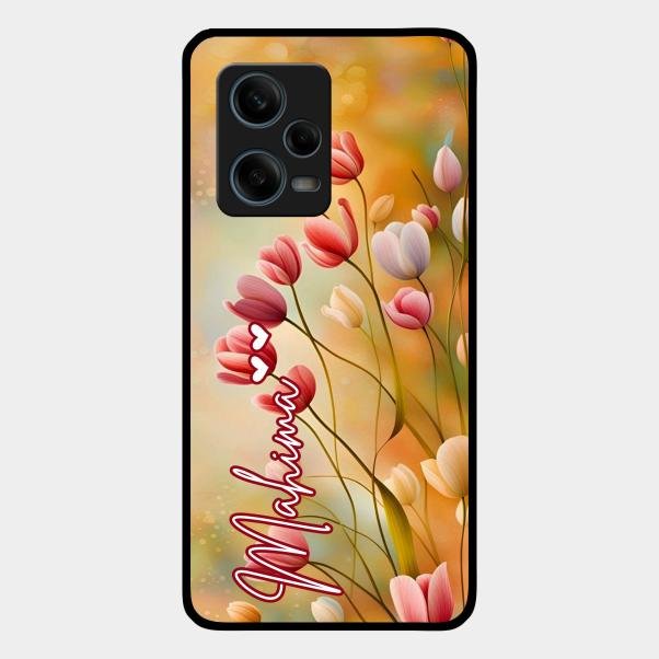 Tulip Floral Glass Case Cover For Redmi Note 12 Pro Plus 5G