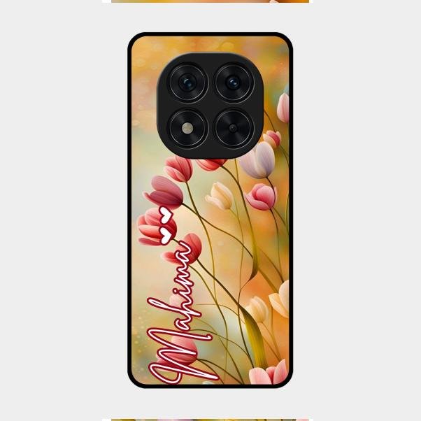 Tulip Floral Glass Case Cover For Redmi Note 14 Pro 5G