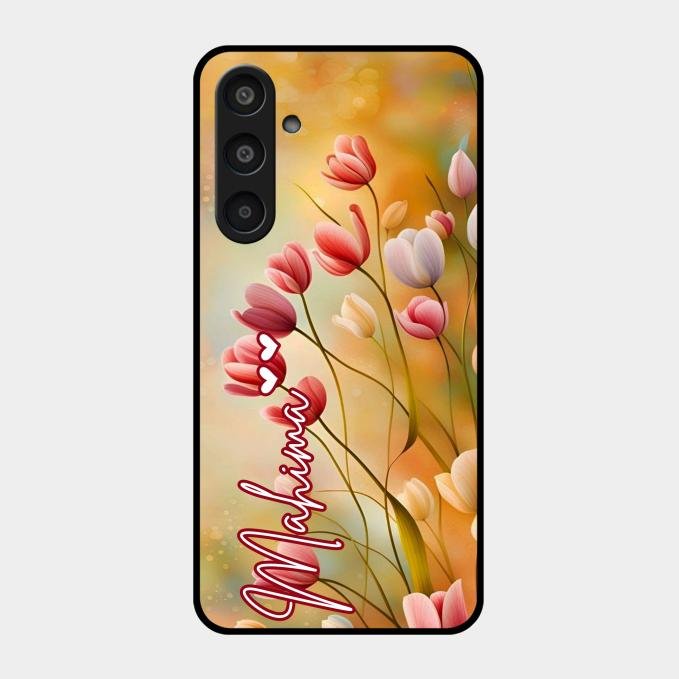 Tulip Floral Glass Case Cover For Samsung Galaxy M35 5G