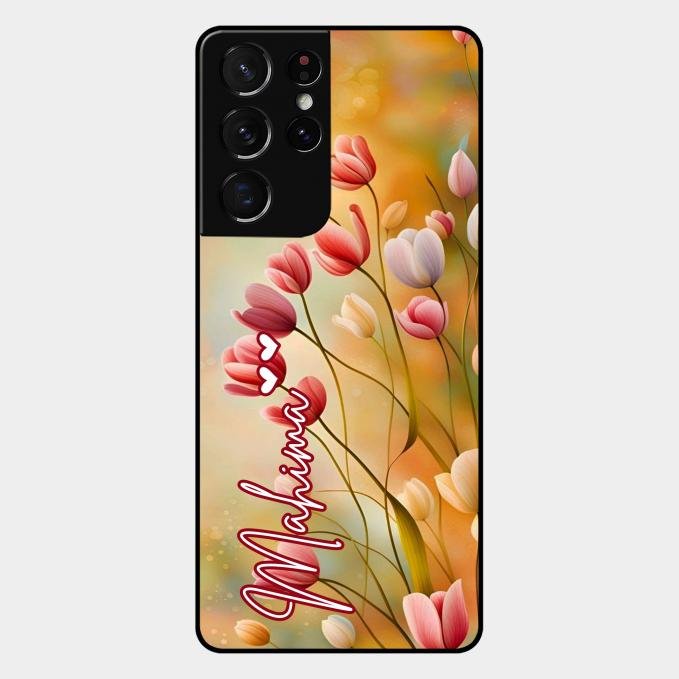 Tulip Floral Glass Case Cover For Samsung Galaxy S21 Ultra
