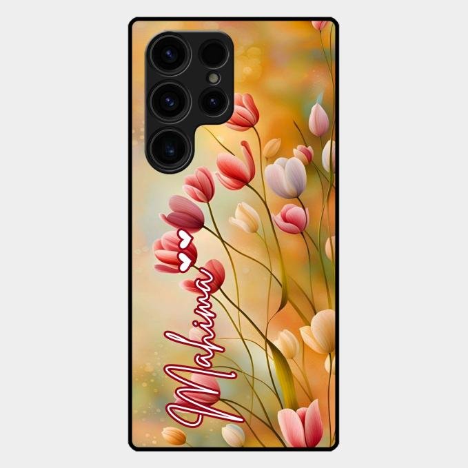 Tulip Floral Glass Case Cover For Samsung Galaxy S23 Ultra 5G