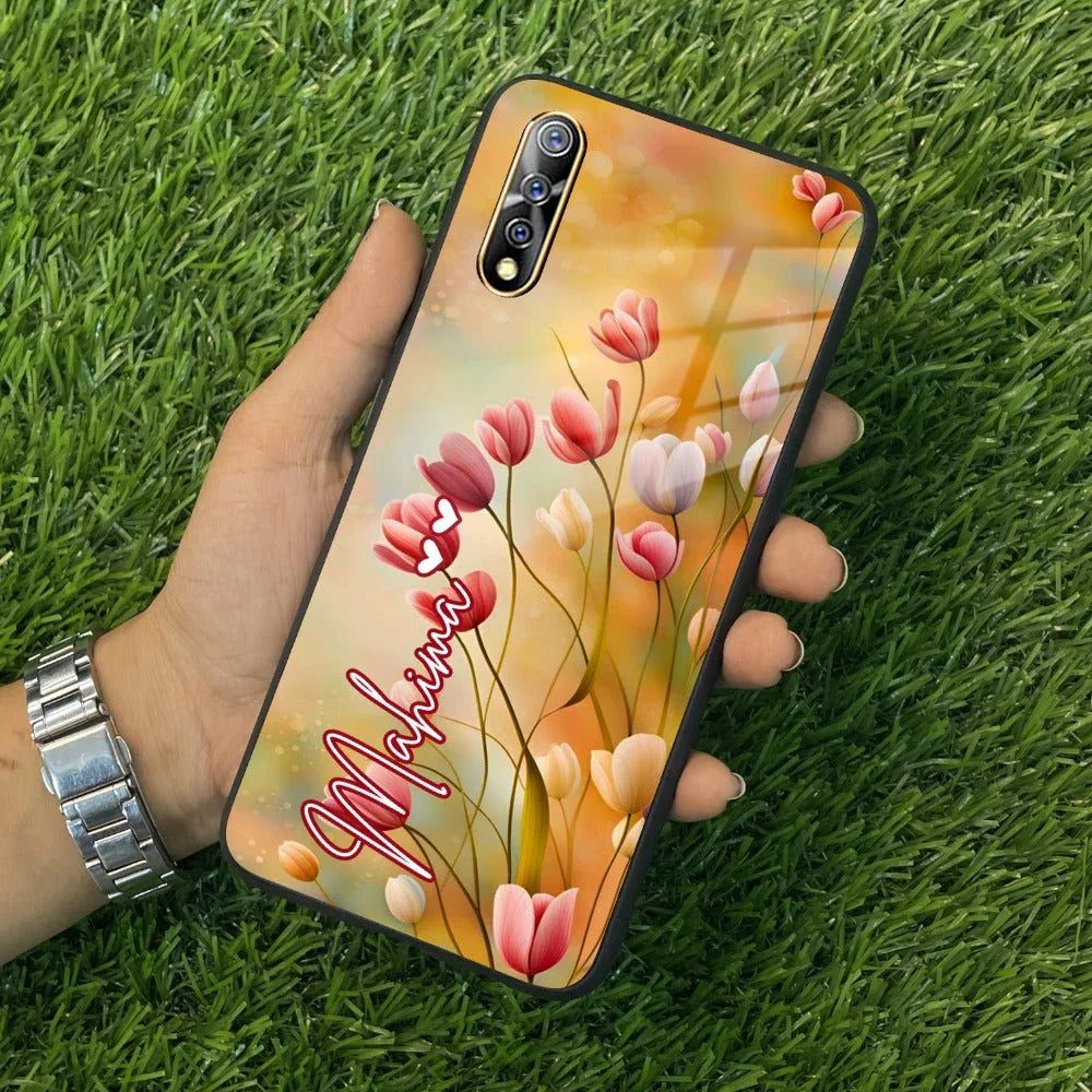 Tulip Floral Glass Case Cover For Vivo - ShopOnCliQ