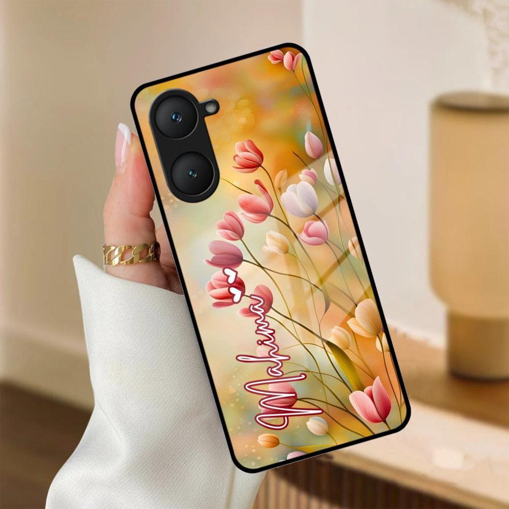 Tulip Floral Glass Case Cover For Vivo - ShopOnCliQ