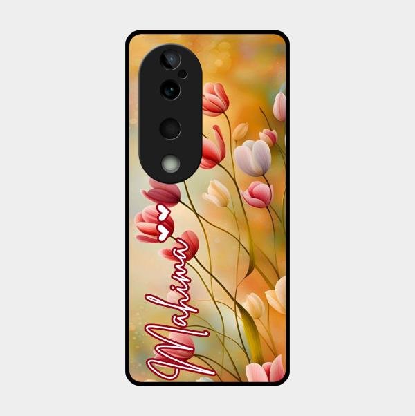 Tulip Floral Glass Case Cover For Vivo T3 Ultra