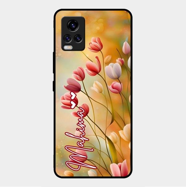 Tulip Floral Glass Case Cover For Vivo V20 Pro 5G