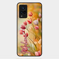Tulip Floral Glass Case Cover For Vivo V21 5G