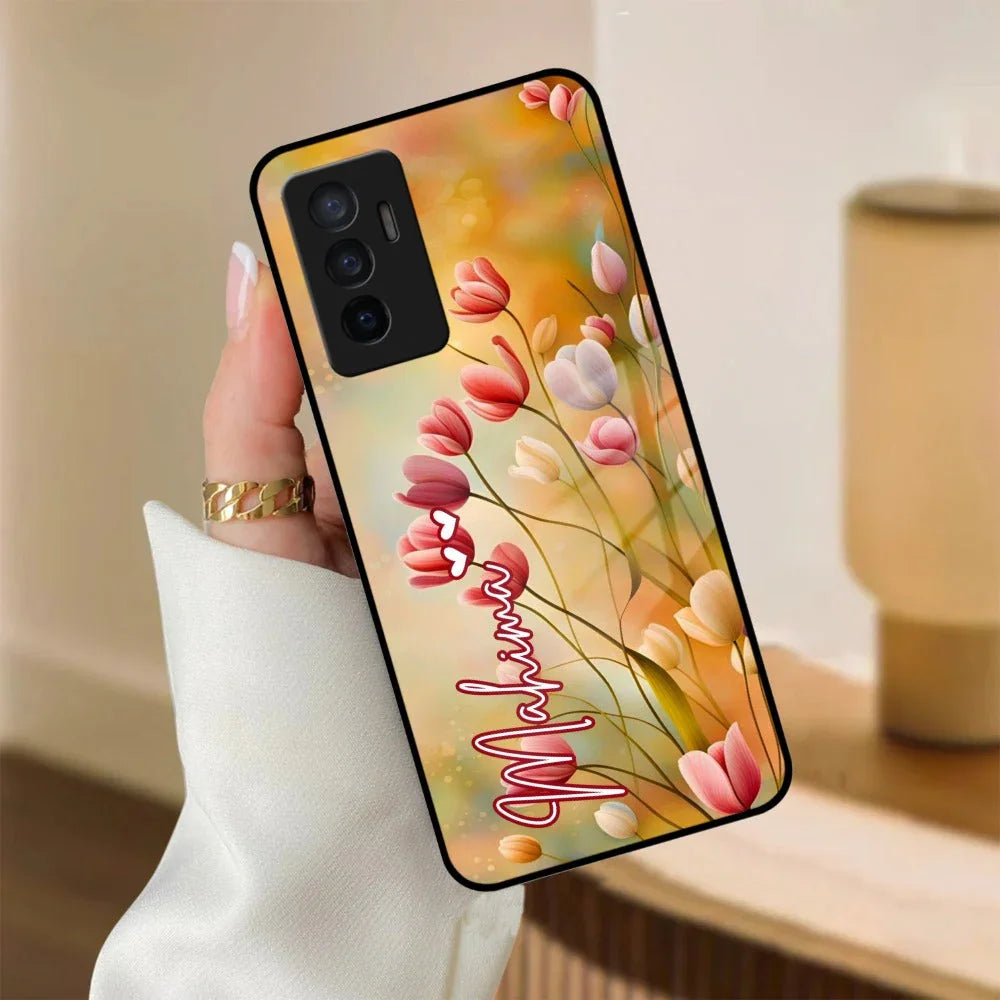 Tulip Floral Glass Case Cover For Vivo - ShopOnCliQ